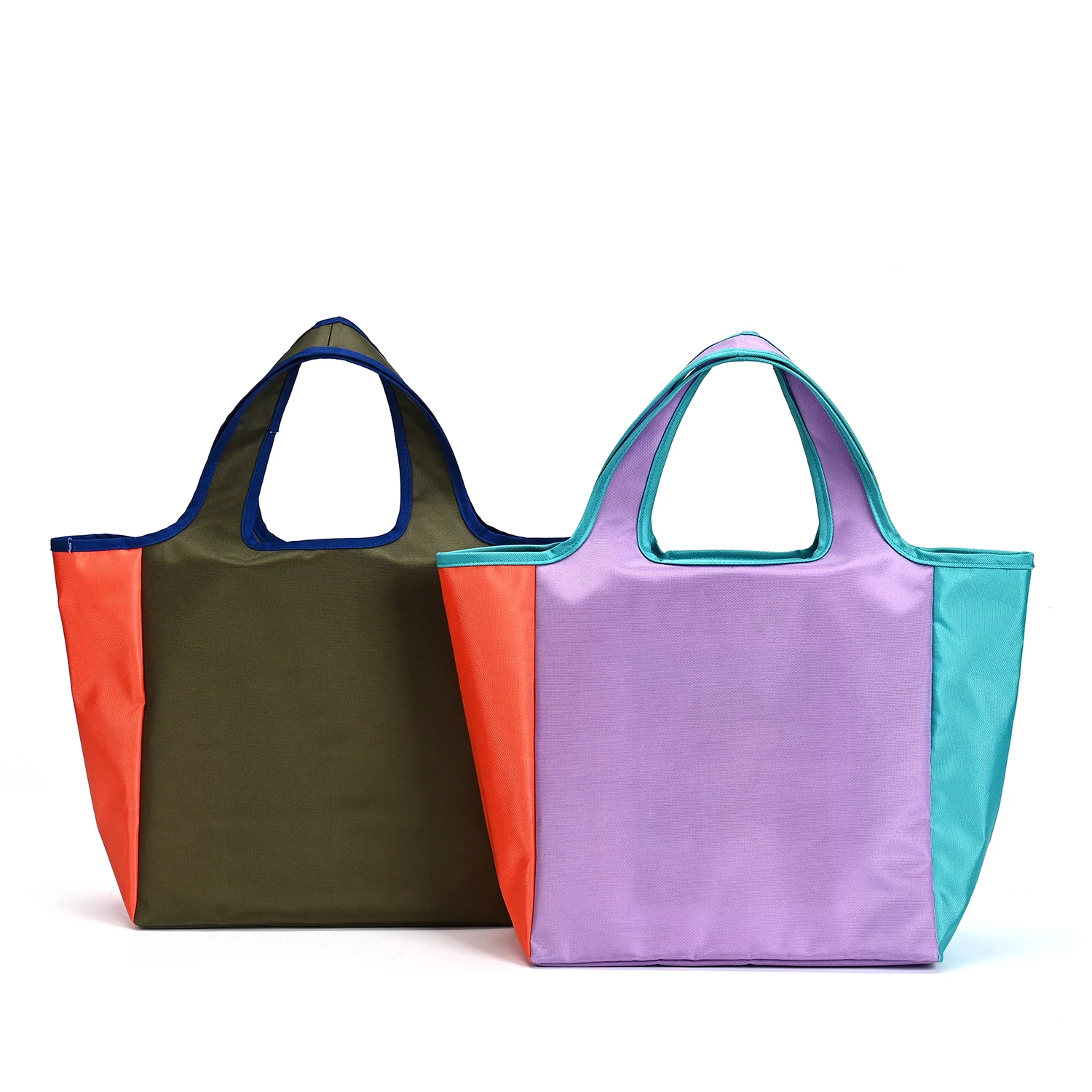 Large Reusable Grocery Shopping Bag Foldable and Nylon-Polyester Geometric Pattern for Large Logo Printing manufacture