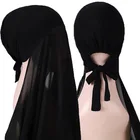 Scarf 2021 Hot Selling Plain Instant Chiffon Hijab With Inner Jersey Bonnet Cap Headscarf Shawl Scarf