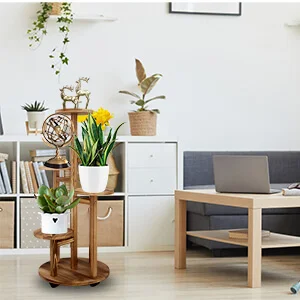 product wooden plant pot bottom with wheels decorative flowers stand wreaths and plants flower rack for home garden indoor outdoor-17