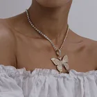 Charms Hesiod Hip Hop Jewelry Women Crystal Tenis Pendant Butterfly Charms Necklace
