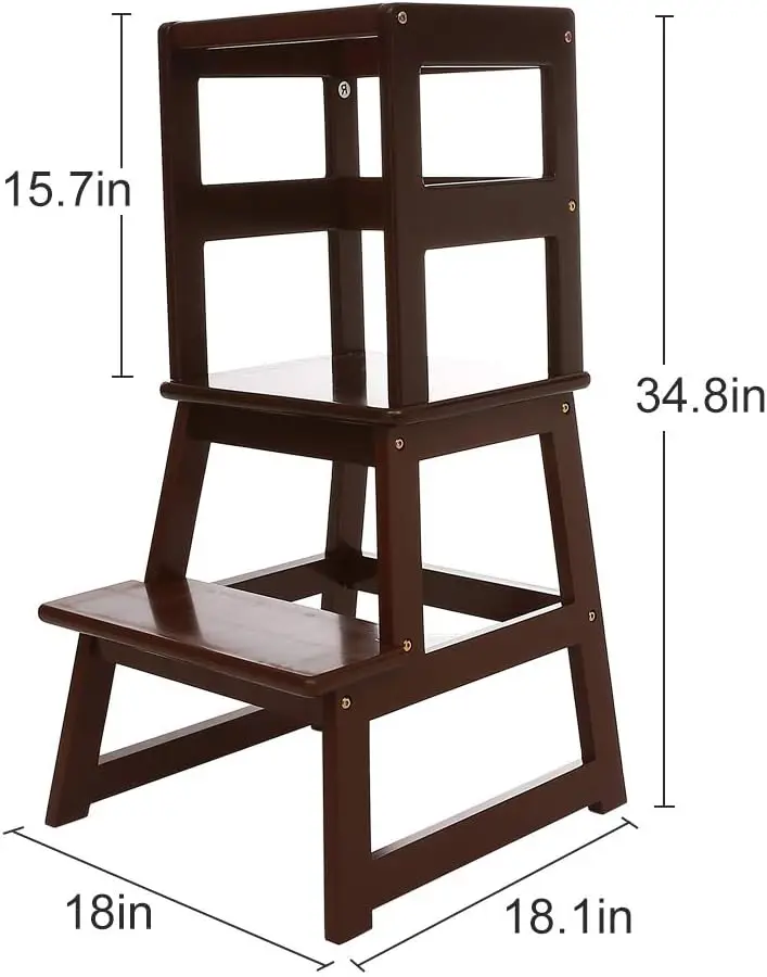product modern bamboo wood toddler step stool adjustable height ottoman for kitchen use for kids at home-0