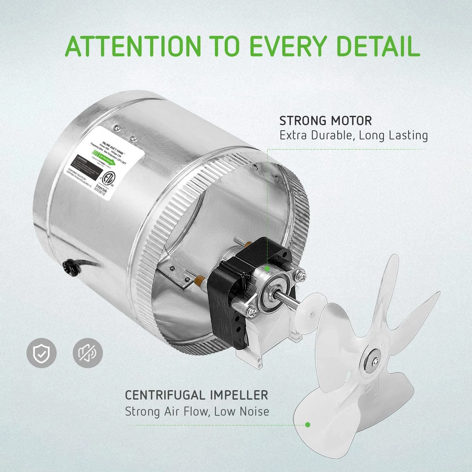 Inline Duct Fan, FENGDA, ETL, 280, CFM - detail 6