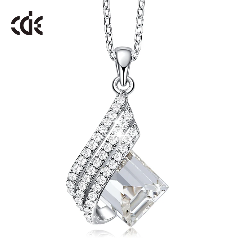 Custom Square Necklace Irregular Geometric Austrian Crystal Stone Necklace Silver 925 For Women