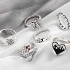 Ring Rings Personality Retro Ring 6 Piece Set Snake Love Dice Animal Heart Ring Jewelry