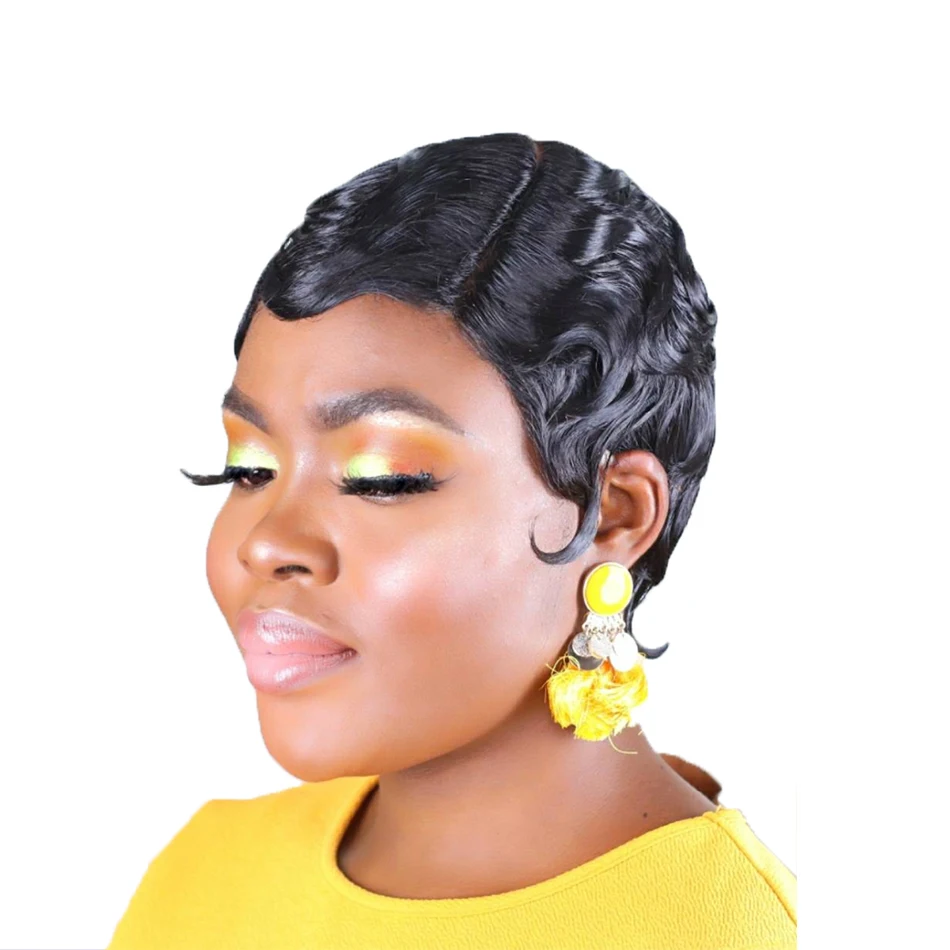 yellow finger wave wig