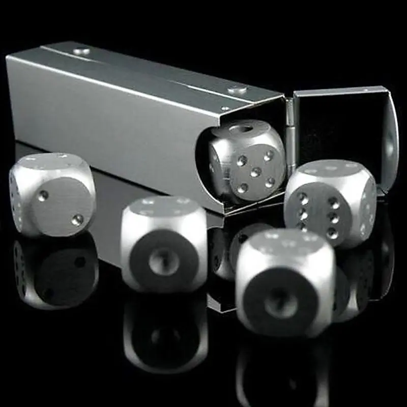 Solid Aluminium Alloy Dominoes Metal Drinking Game Dice Poker Party Purple 