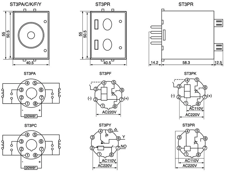 product st3pr electrical time relay counter relays knob timer relay with socket base-7