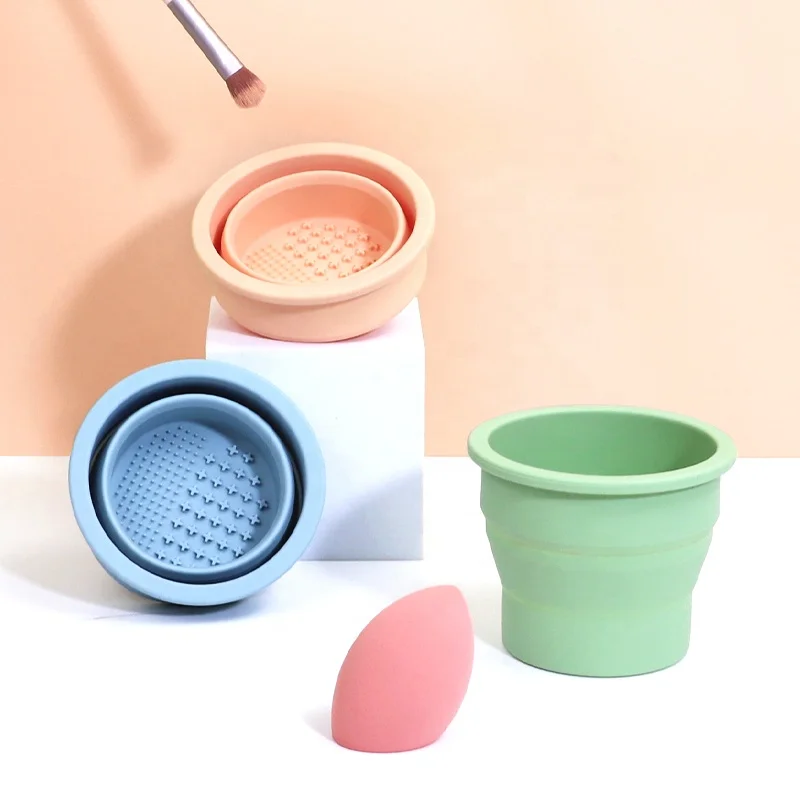 New Foldable Beauty Cleaning Tools Silicone Makeup Brush Cleaning Bowl Cosmetic Brush Cleaner Pad