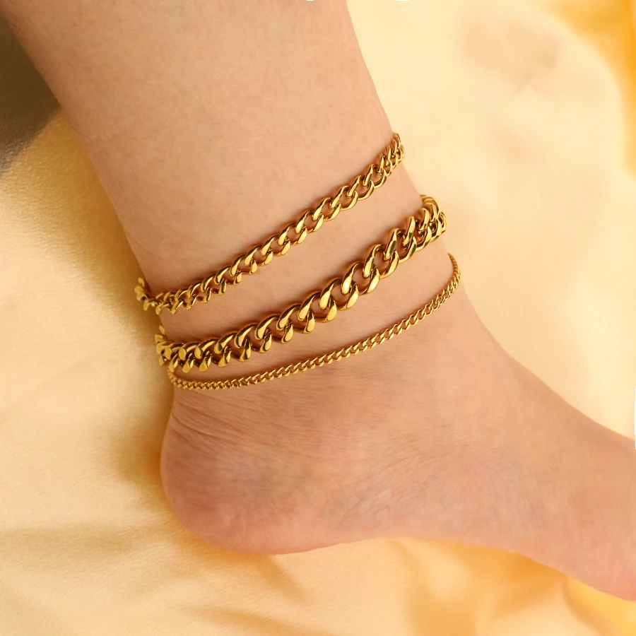 cuban chain anklet gold