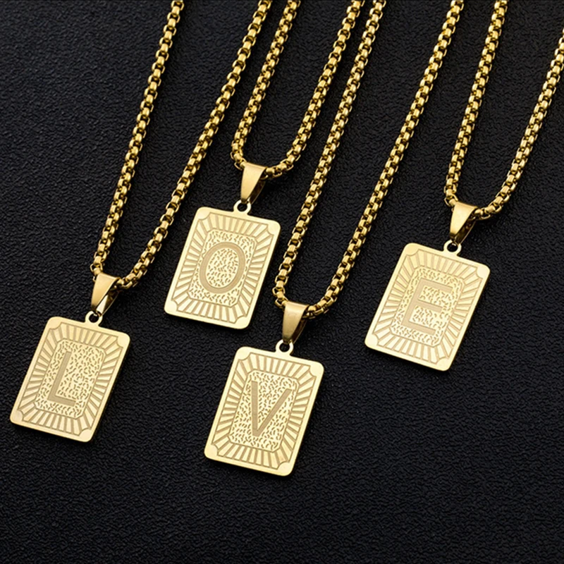 Gold Plated Rectangle Pendant Women 