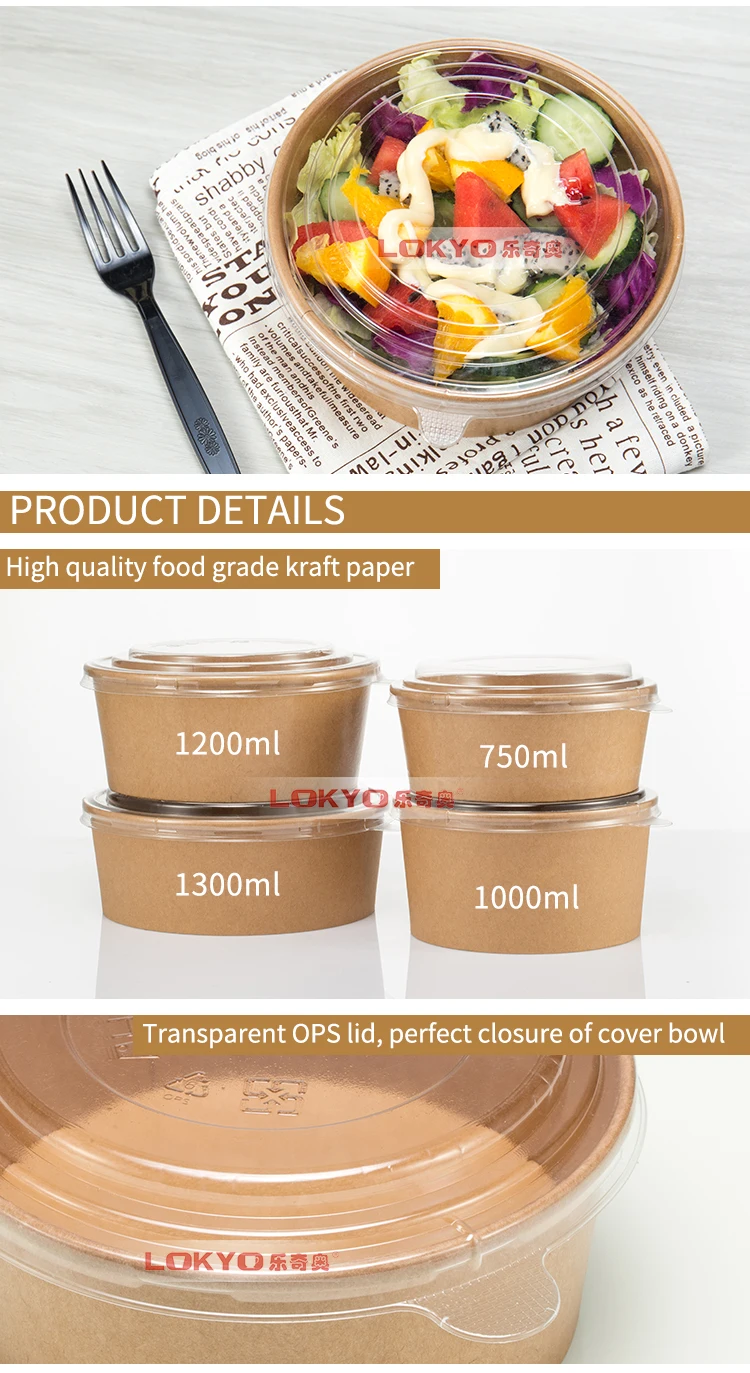 Lokyo Disposable Custom Printing Food Packing Box Container Salad Bowls