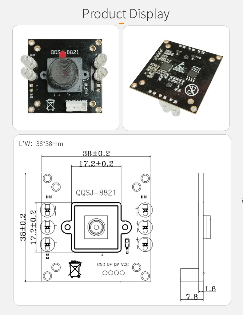 DGZX Customizable GC0308 0.3MP Doorbell Sweeping Robot Wide Angle Low-light Night Vision USB Camera Module插图1 DGZX Customizable GC0308 0.3MP Doorbell Sweeping Robot Wide Angle Low-light Night Vision USB Camera Module插图1