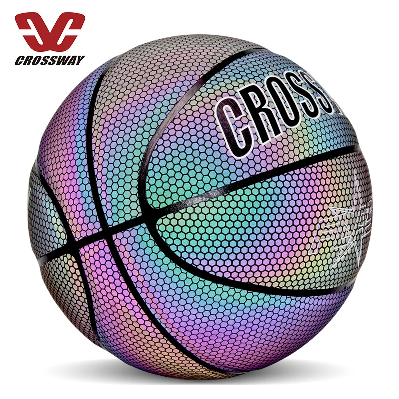 Luminous Basketball Wikay Glow in the Dark Night Reflective Basketball Boys Street Basketball Official Size 7 with Inflator Carry Bag for Youth Kids Gift Training Outdoor Night Game 