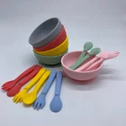 BPA Free Non-slip Unbreakable Kids Toddlers Feeding Bowl Silicone Baby Suction Bowls With Spoon And Fork