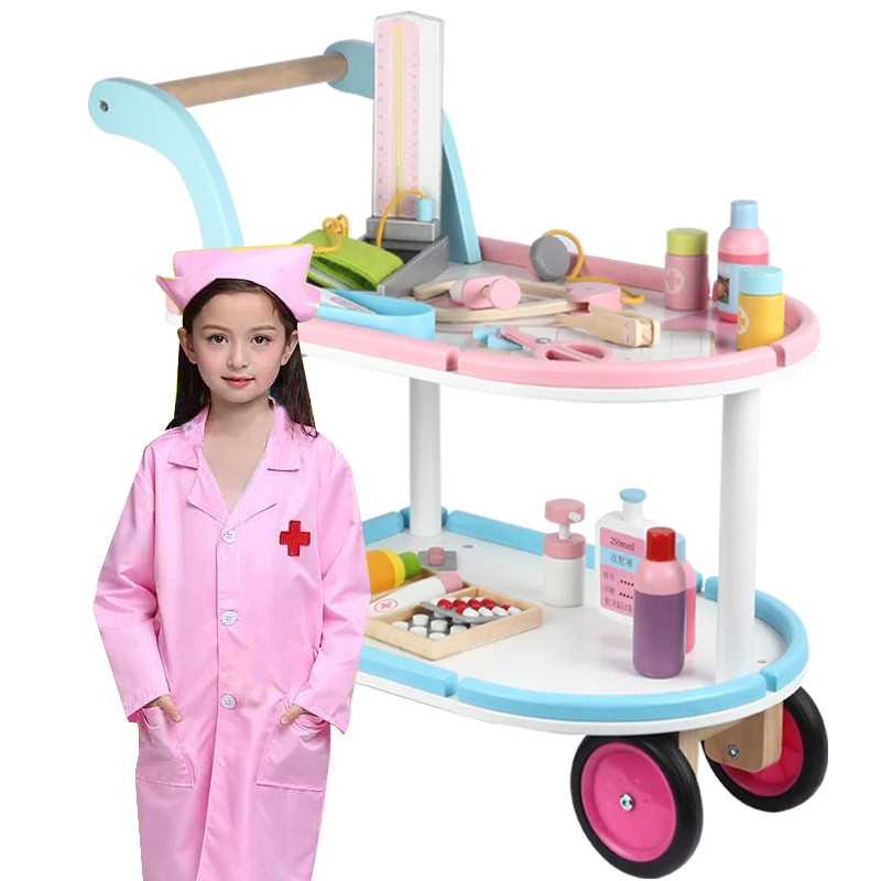 Kids Children Doctor Nurse Medical Trolley Pretend Role Play set Kit Toy Trolley 