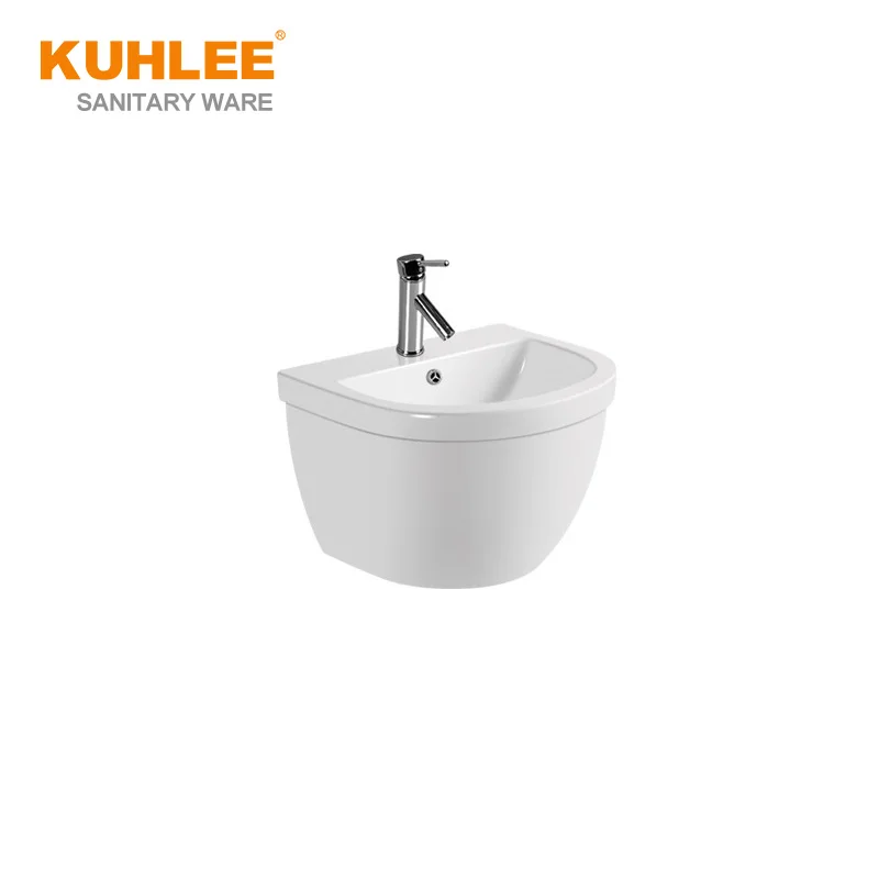 Made In China Round Ceramic Popular One Piece Wall Hung Basin Sink P-7802W