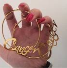 Hoop Drop Earrings For Women Customized High Quality Stainless Steel Zodiac Sign Hoop Earrings For Women