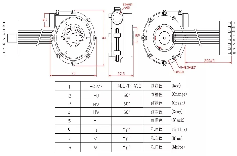 Pressure Blower, 70mm, 8.5CFM, 24V - detail 10