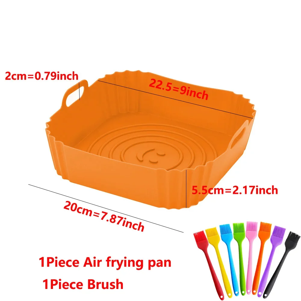 product rectangle foldable silicone air fryer liner microwave oven compatible baking tray basket essential baking tools for airfryer-3