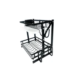 Wholesale High Quality Kitchen Storage Rack Stainless Steel 2 Tier Over The Sink Dish Rack Drainage rack