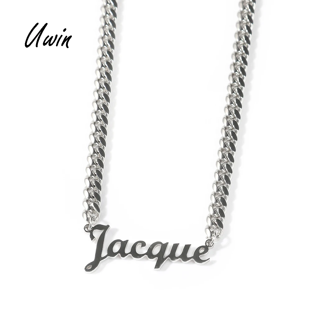 stainless steel nameplate necklace