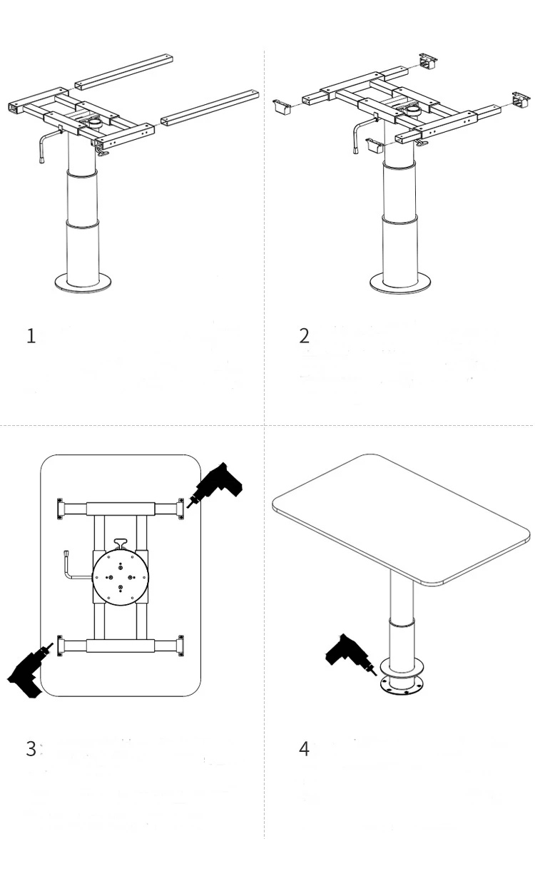 RV Table Leg Aluminum Pneumatic Lifting Desk Leg with Sliding Frame & Rotating Base Plate for Boat Marine Trailer Caravan