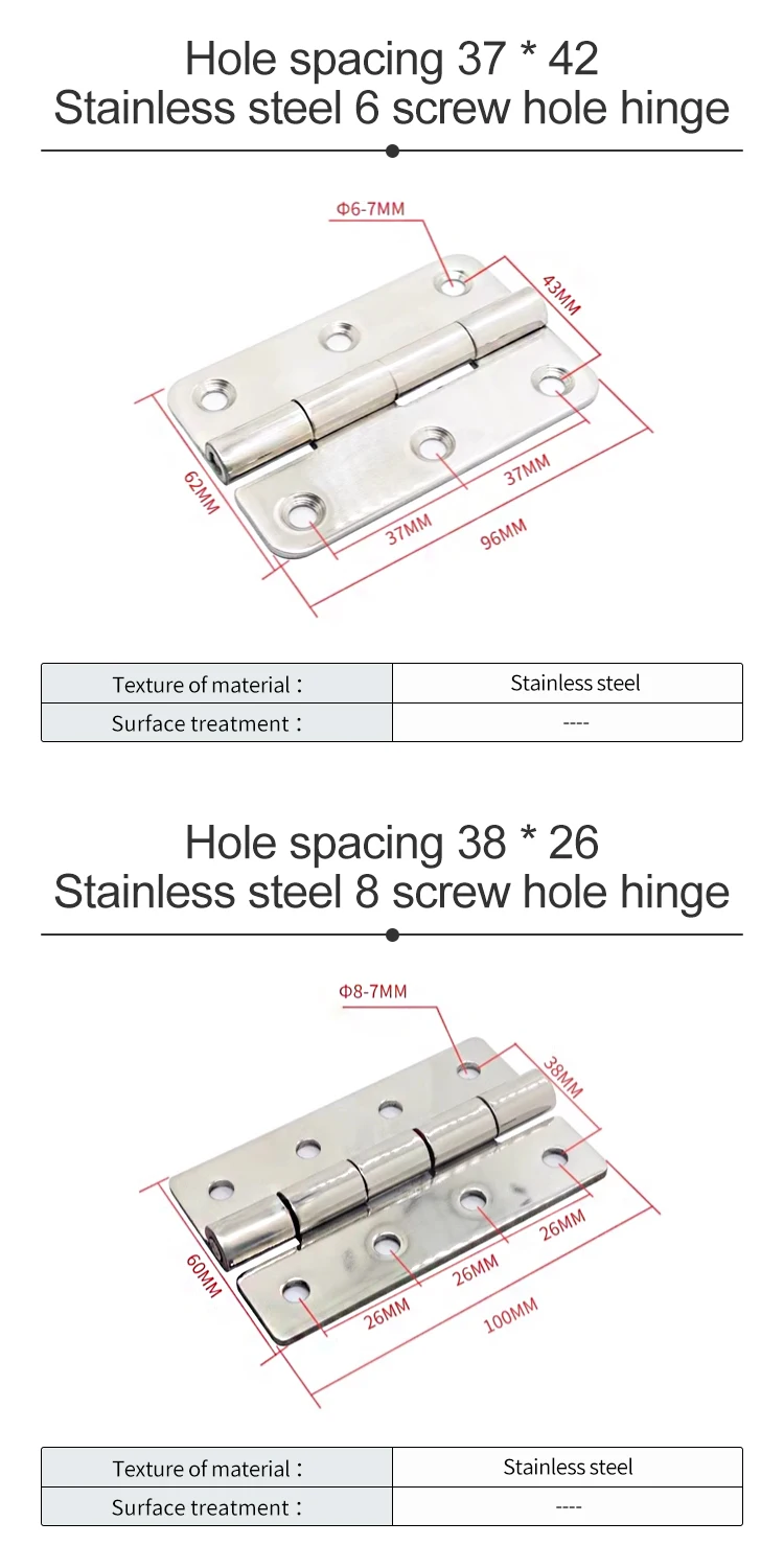 Stainless Steel Hinges HFV12/13/02-40/47/58/65/77/95 for Cabinet Doors and windows manufacture
