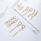 Crystal Earrings High Quality Bling Rhinestone Hollow Love Heart Crystal Tassel Drop Stud Dangle Earrings