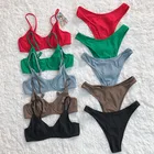 Beachwear Custom Logo Women High Waist Casual Female Push Up 2 Piece Bikini Bathing Suits Beachwear Biquini Swimsuit