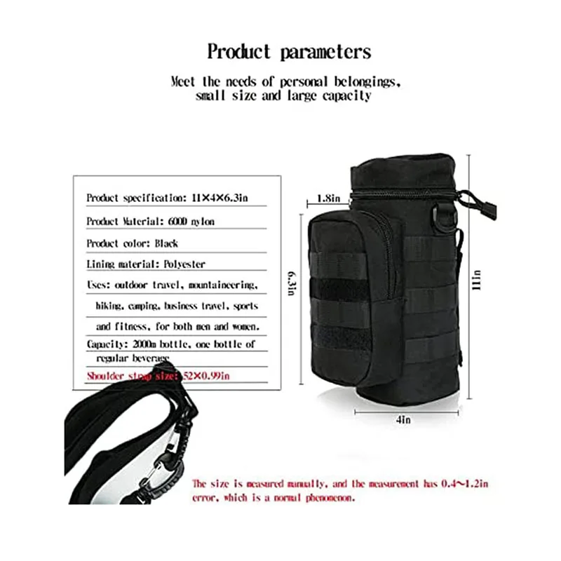Outdoor Water Bottle Style Training Bag Multifunctional Tactical Bag Large Capacity Assault Hiking Bag
