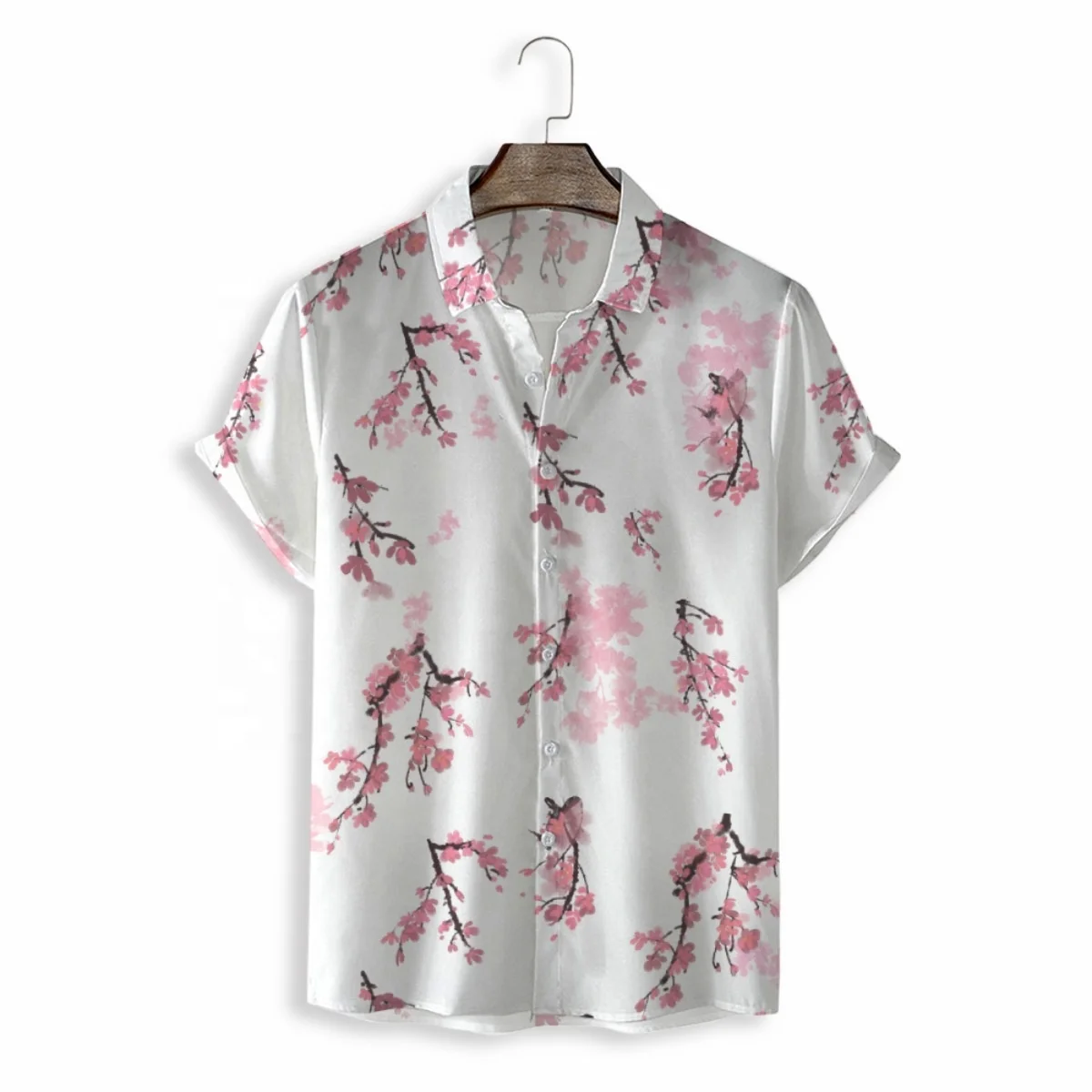 Mens Casual Shirts Men's Summer New Short Sleeve Button Loose Lapel Hawaiian Print Shirt Tops Short Sleeve Collared Shirt