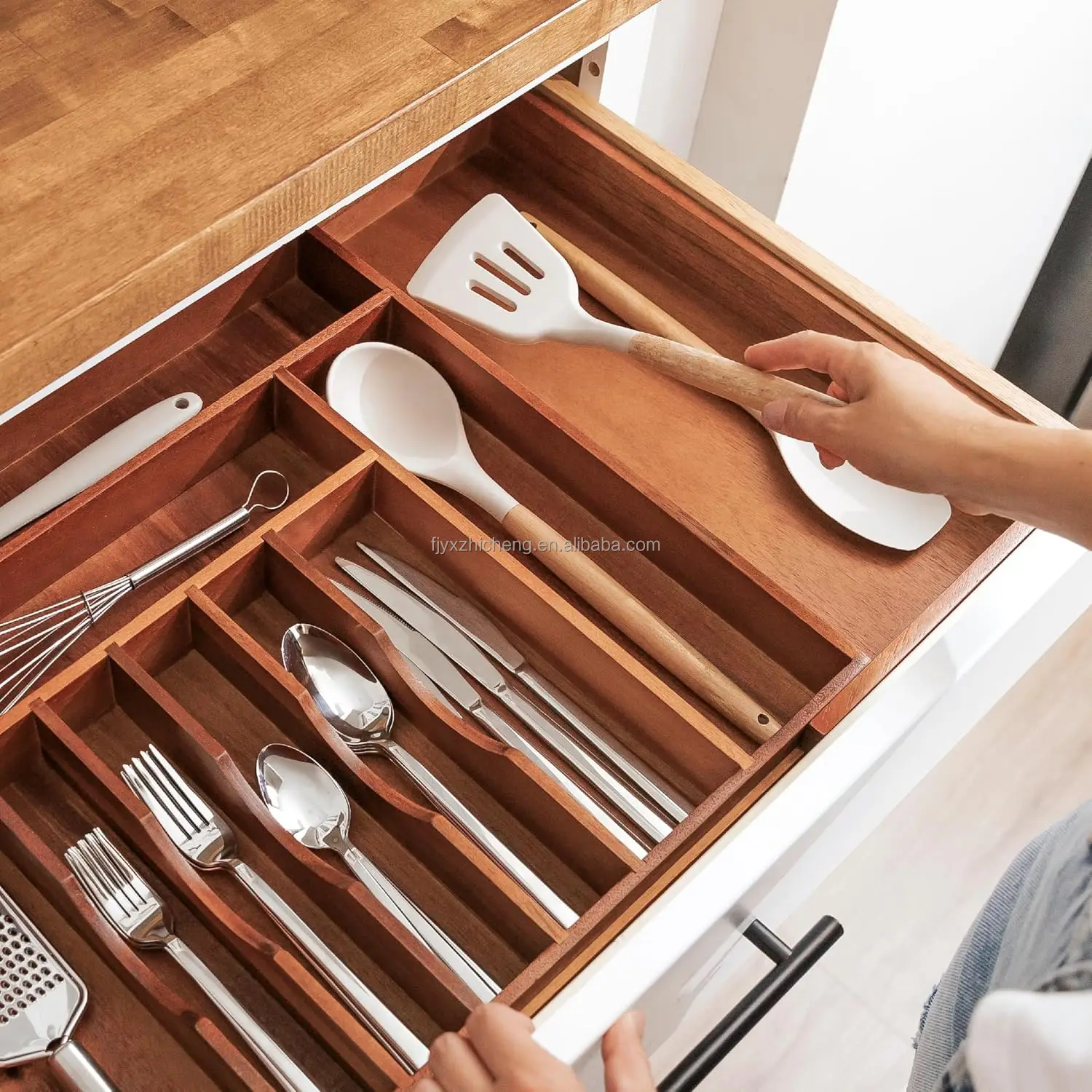 product premium silverware flatware utensil organizer rectangular kitchen drawers food safe contract grade expandable-4