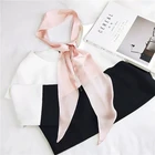 Scarf Silk Plain Color Polyester Satin Long Scarf Handle Wrap Decoration Silk Like Material Skinny Scarves