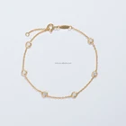 Gold Plated Silver 18K Yellow Gold Plated Silver CZ Bracelet Stone Station Bolo Bracelet