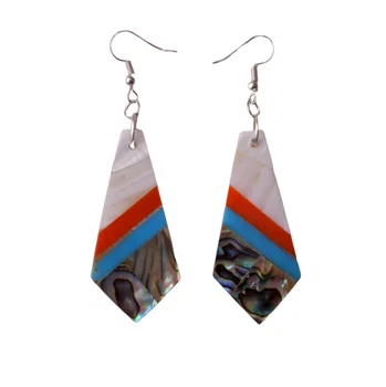 Quality Handicrafts Mother of Pearl Earrings Resin Inlay White Abalone Arrow Earrings Shell Earrings Dangle Pearl White