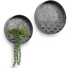 Pot Metal Pot Rustic Silver Galvanized Metal Round Decorative Wall Hanging Flower Pot