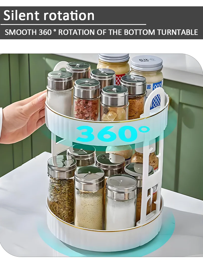 product hot products light luxury double plastic with carrying handle 360 degree rotating shelf makeup storage storage rack-5