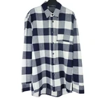 Shirt Soft CS210620 Quilted Plaid Cotton Shirt Long Plaid Striped Check Pattern T Shirt Brushed Soft IT Men Shirt