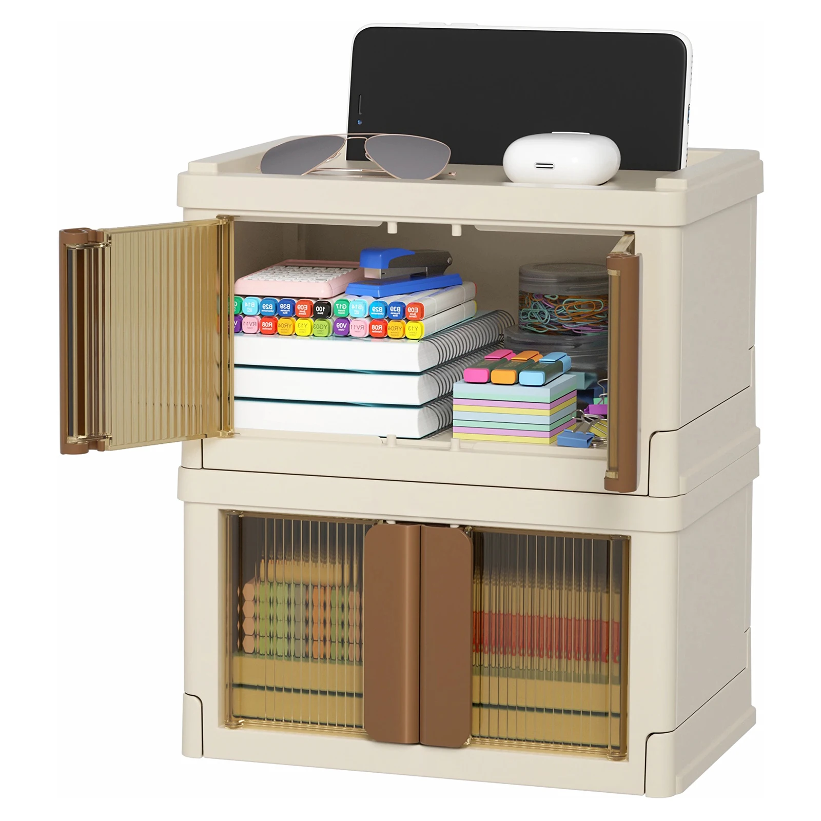 HAIXIN Plastic Office Desktop Household Snacks Storage Organizer Mini Foldable Box with Lid