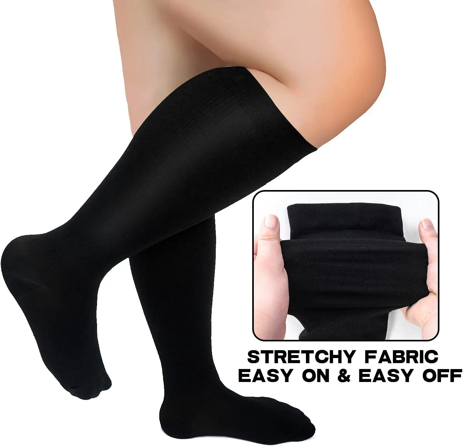 Wide Calf Compression Socks for Women & Men 20-30 mmhg Extra Large Size Support Socks for Nurses Knee High Stockings 2XL 3XL 4XL