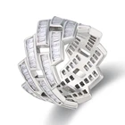 Hip Hop Rings KRKC Trendy Hip Hop CZ White Gold Plated Cubic Zirconia Cuban Baguette Men Rings