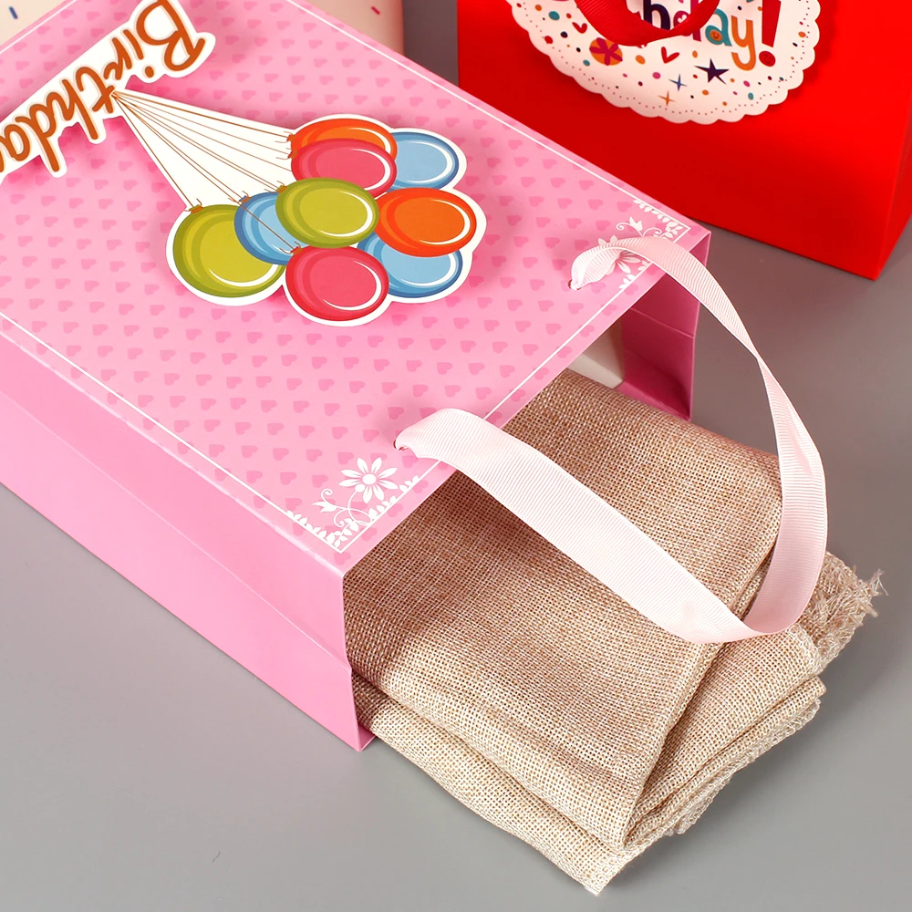 bag of happy birthday white cardboard print paper bag with 3d