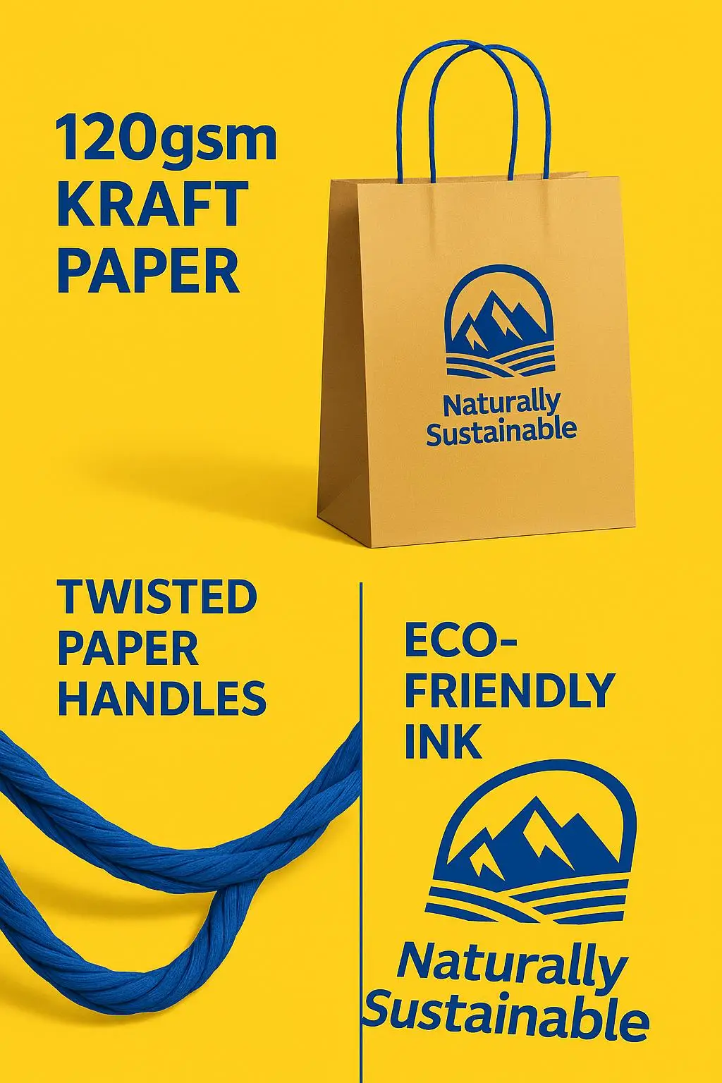 Custom Printed Biodegradable Kraft Paper Bag with Twisted Handles for Retail Shopping - detail 4