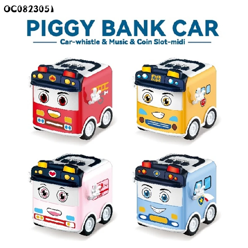 Musical lighted up car digital coin counting piggy bank money saving box