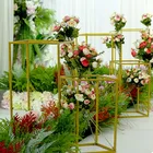 Gold Wedding Wholesale Wed Decor Square Frame Road Lead Gold Plating Wedding Centerpieces Flower Stand