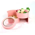 Flower Gift Wholesale Elegant Design Packaging Pink Cardboard Round Luxury Rose Flower Gift Box