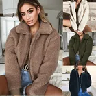 Winter 2021 New Collection Women Winter Plain Pocket Zipper Sherpa Fleece Heated Teddy Jacket