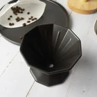 Coffee Daily Coffee Maker Matte Black Polygonal Diamond Reusable Coffee Dripper With Flat Bottom Filter