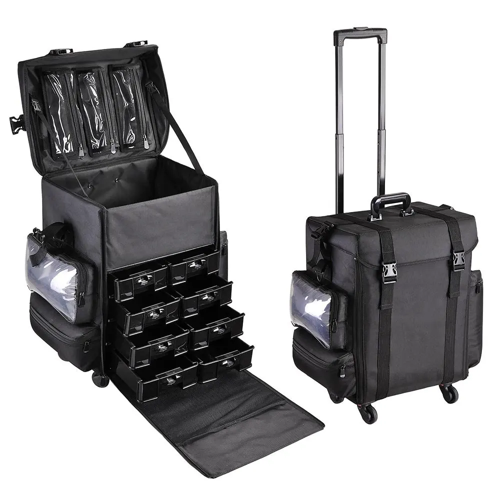 black rolling makeup case