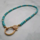 Turquoise Fashion Women Jewelry Necklace Green Natural Stone Round Beads Turquoise Necklace